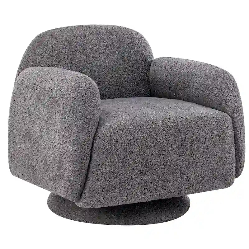 Poltrona barrel d'accento girevole rivestita in bouclé con braccioli, set da 1