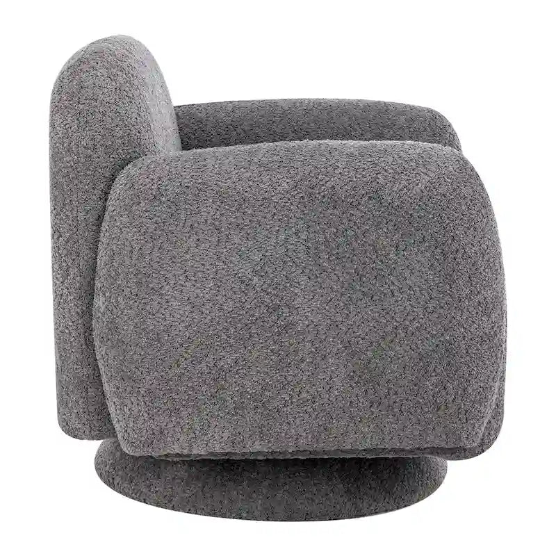 Poltrona barrel d'accento girevole rivestita in bouclé con braccioli, set da 1