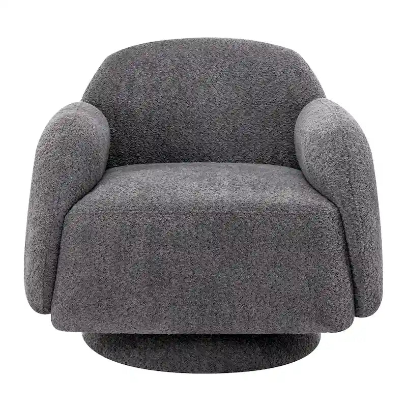 Poltrona barrel d'accento girevole rivestita in bouclé con braccioli, set da 1