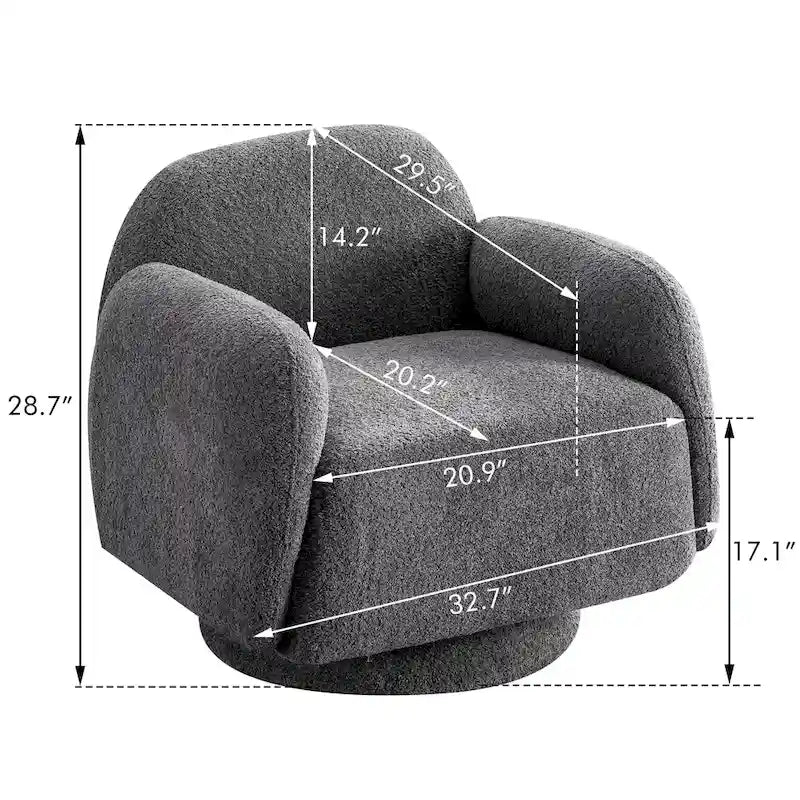 Poltrona barrel d'accento girevole rivestita in bouclé con braccioli, set da 1