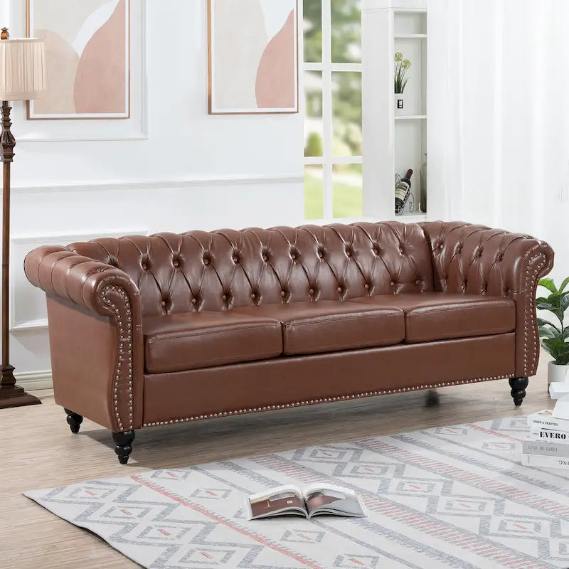 Comfortable 3-Seater Sofa with Fashion Striped Seat Cushion