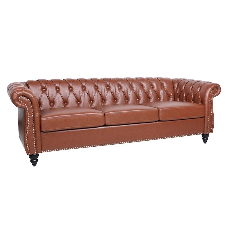 Comfortable 3-Seater Sofa with Fashion Striped Seat Cushion