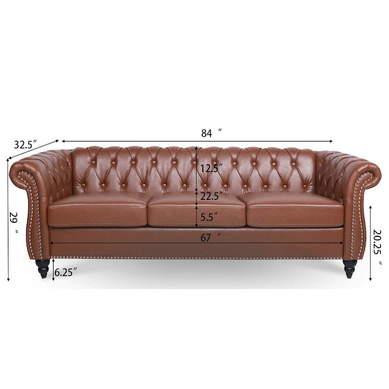 Comfortable 3-Seater Sofa with Fashion Striped Seat Cushion