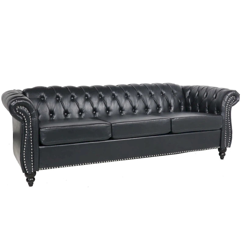 Comfortable 3-Seater Sofa with Fashion Striped Seat Cushion
