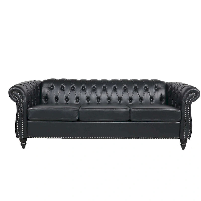 Comfortable 3-Seater Sofa with Fashion Striped Seat Cushion