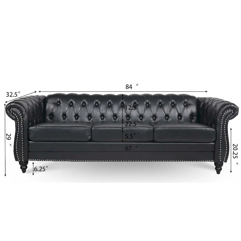 Comfortable 3-Seater Sofa with Fashion Striped Seat Cushion