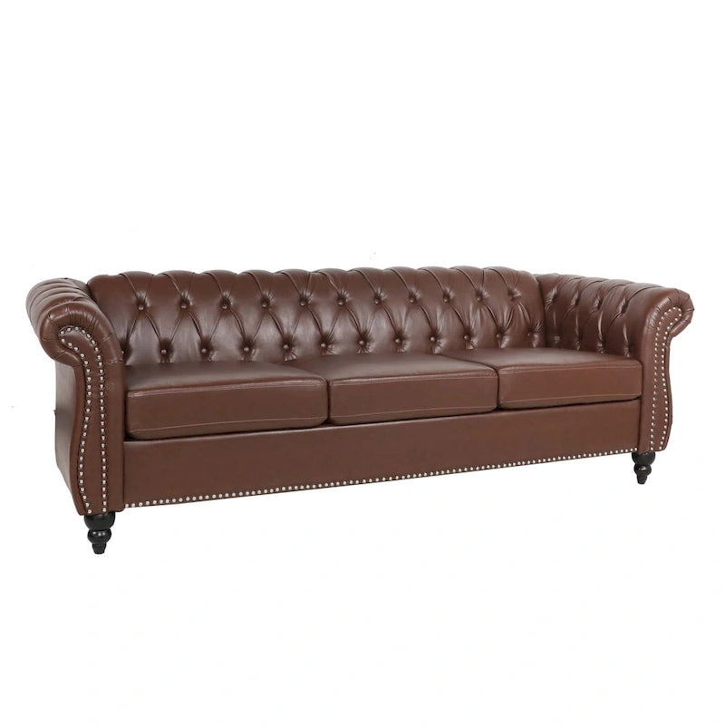 Comfortable 3-Seater Sofa with Fashion Striped Seat Cushion