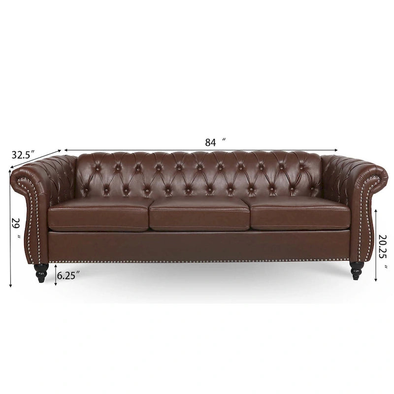 Comfortable 3-Seater Sofa with Fashion Striped Seat Cushion