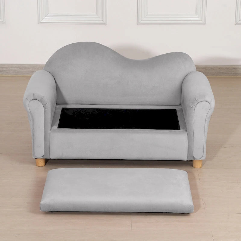 Divano per bambini Qaba, sedia con braccioli in legno per bambini in età prescolare, divanetto per bambini per la camera dei bambini, asilo con vano portaoggetti nascosto