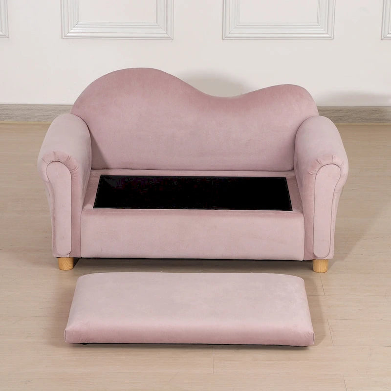 Divano per bambini Qaba, sedia con braccioli in legno per bambini in età prescolare, divanetto per bambini per la camera dei bambini, asilo con vano portaoggetti nascosto