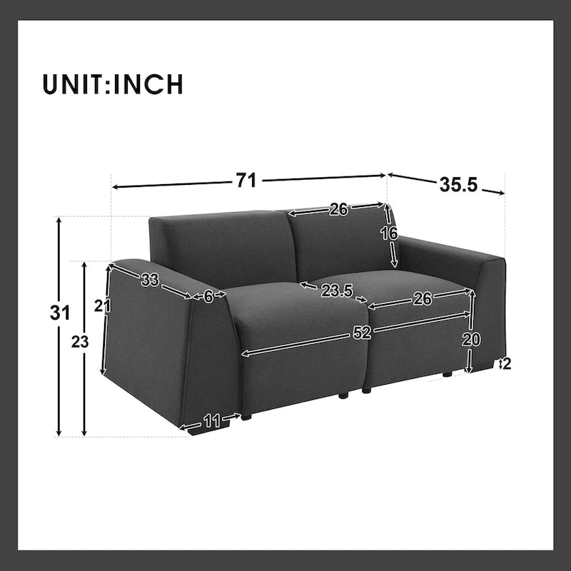 [VIDEO fornito] [Novità] Divano moderno in tessuto di lino 71*35.5, elegante e minimalista, divano a 2-3 posti, facile da installare, squisito divanetto