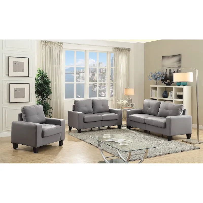 Newbury rechte bank van imitatieleer met uitlopende armleuningen, 71 inch breed - 32L x 71W x 36H