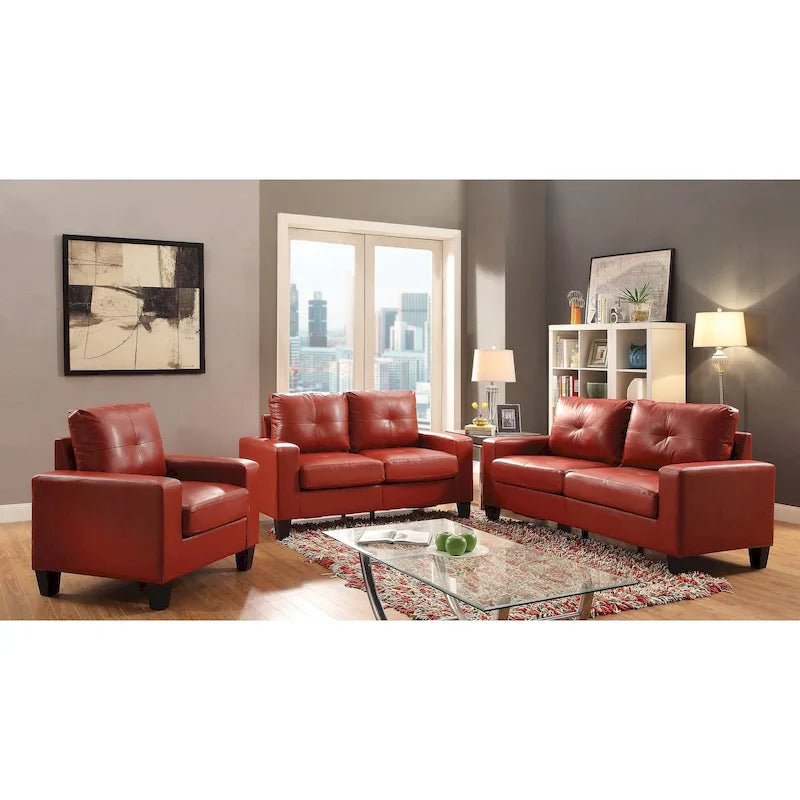 Newbury rechte bank van imitatieleer met uitlopende armleuningen, 71 inch breed - 32L x 71W x 36H