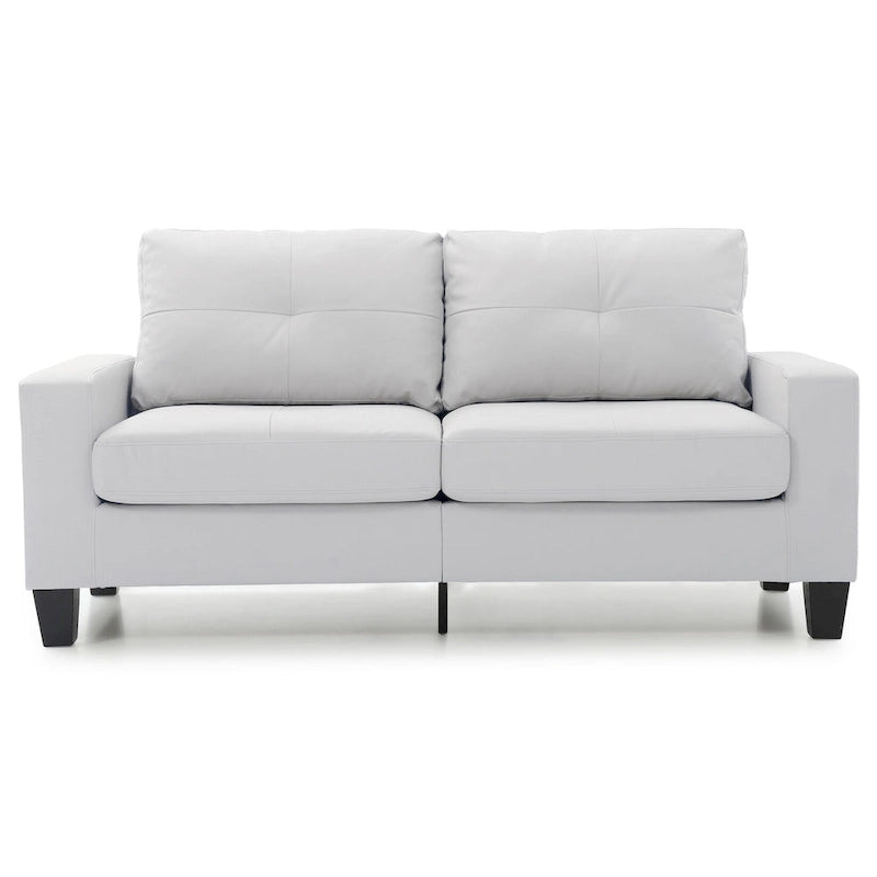 Divano lineare Newbury in similpelle con braccioli svasati - 32L x 71W x 36H