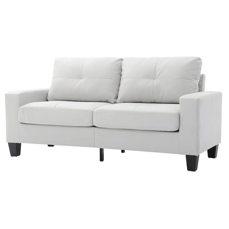 Divano lineare Newbury in similpelle con braccioli svasati - 32L x 71W x 36H