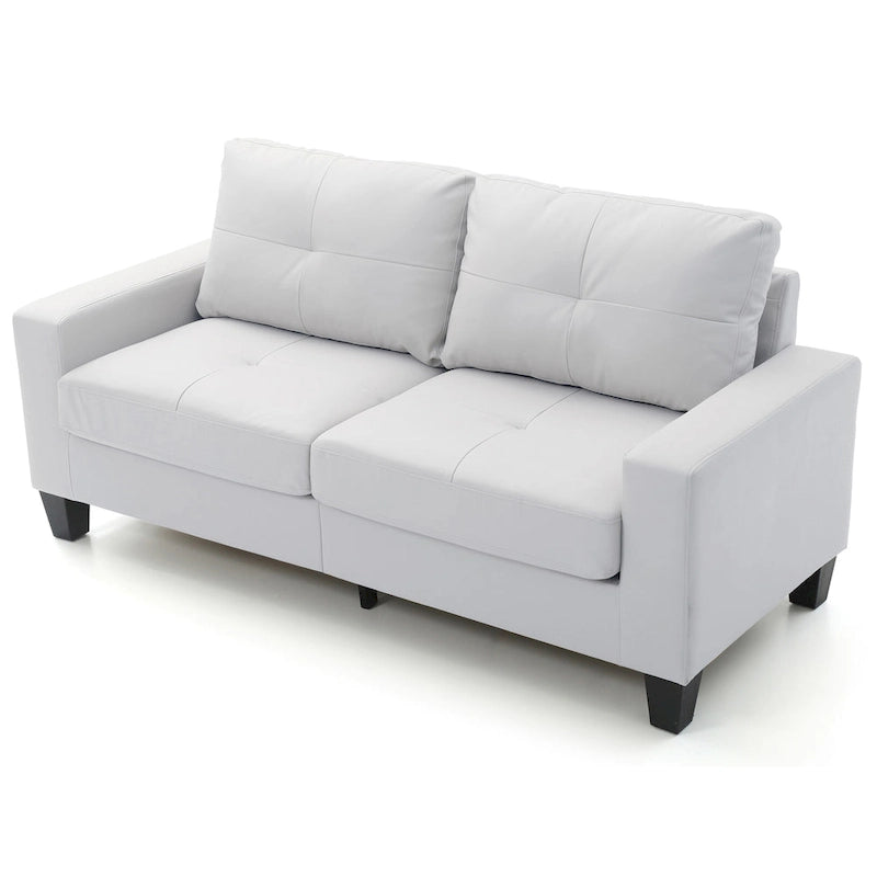 Divano lineare Newbury in similpelle con braccioli svasati - 32L x 71W x 36H