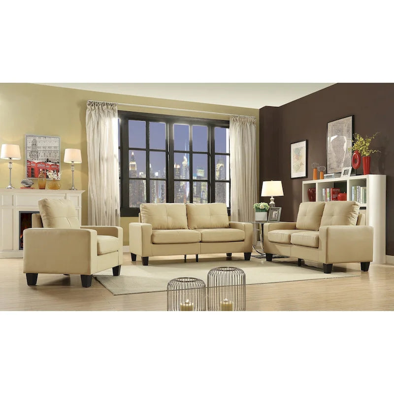 Divano lineare Newbury in similpelle con braccioli svasati - 32L x 71W x 36H