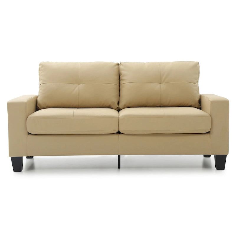 Divano lineare Newbury in similpelle con braccioli svasati - 32L x 71W x 36H