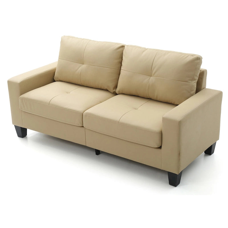Divano lineare Newbury in similpelle con braccioli svasati - 32L x 71W x 36H