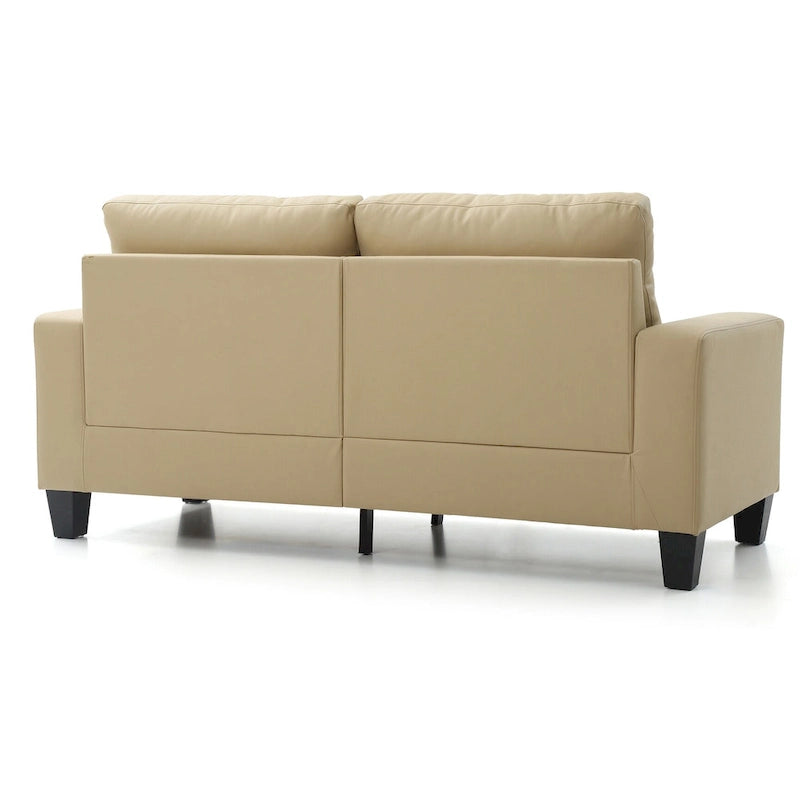 Divano lineare Newbury in similpelle con braccioli svasati - 32L x 71W x 36H
