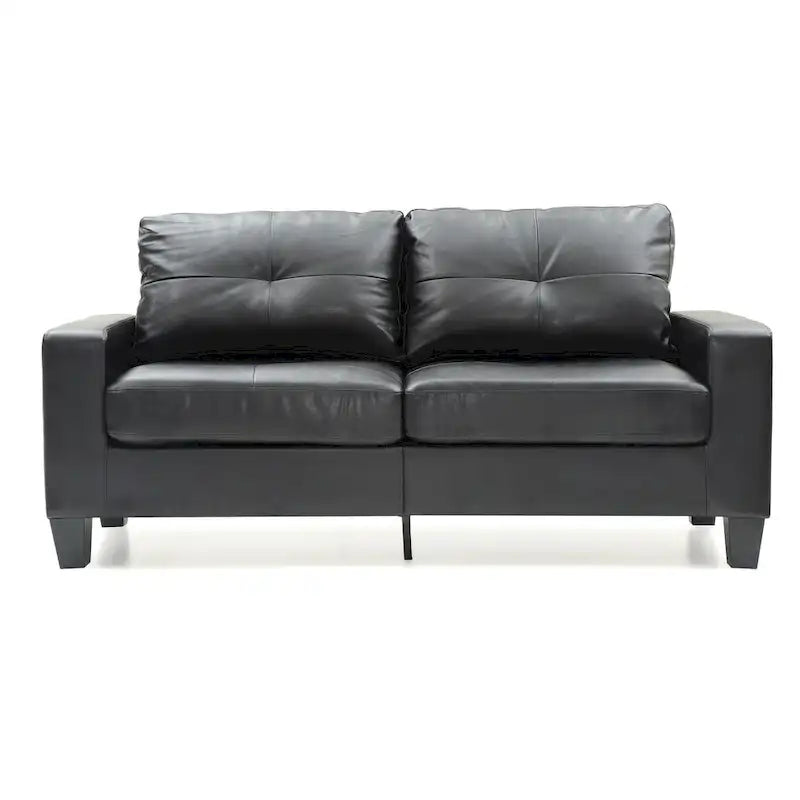 Divano lineare Newbury in similpelle con braccioli svasati - 32L x 71W x 36H