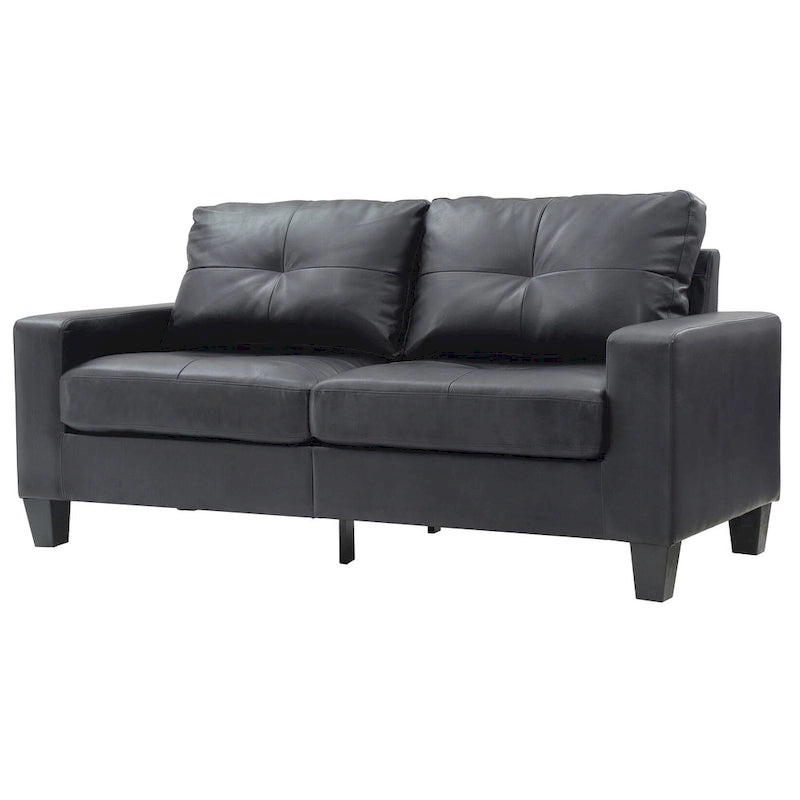 Divano lineare Newbury in similpelle con braccioli svasati - 32L x 71W x 36H