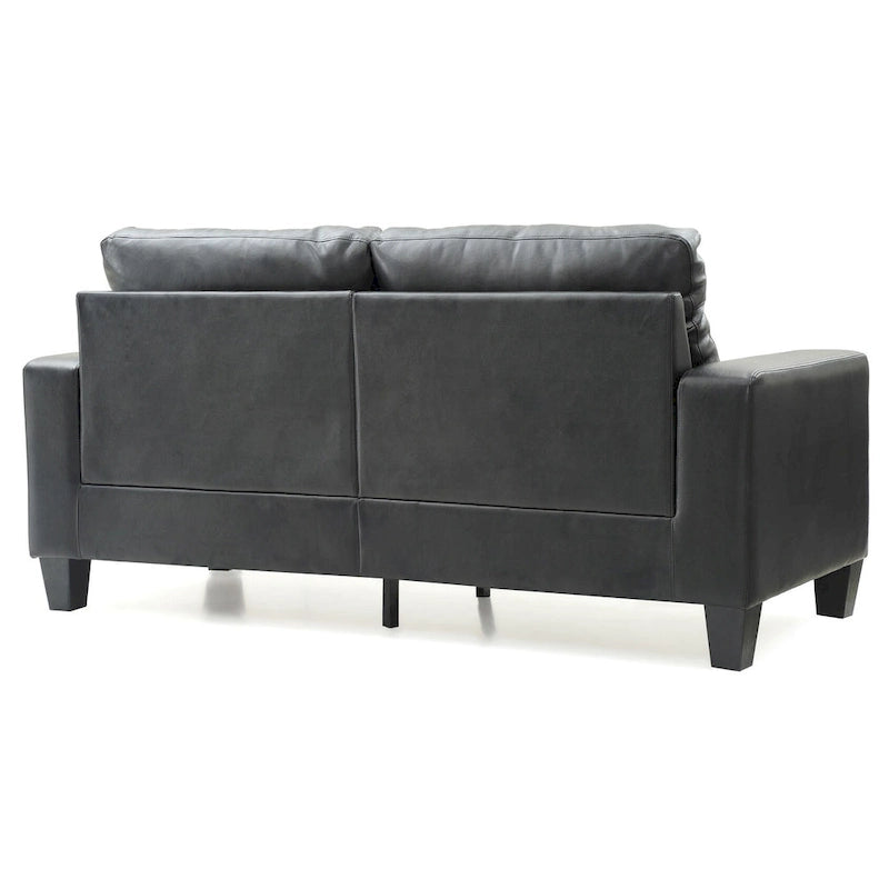 Divano lineare Newbury in similpelle con braccioli svasati - 32L x 71W x 36H
