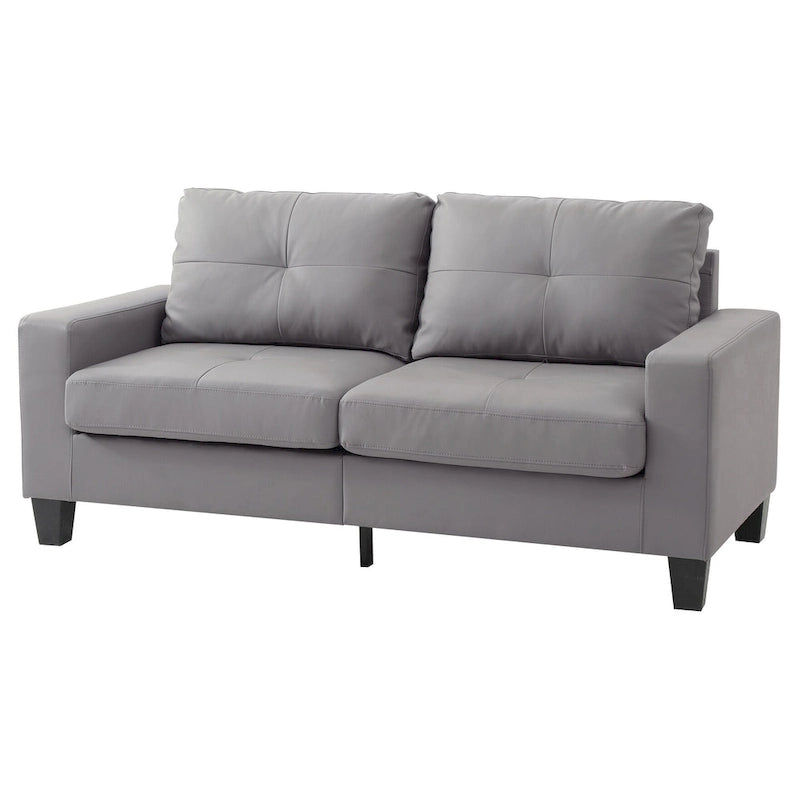 Divano lineare Newbury in similpelle con braccioli svasati - 32L x 71W x 36H