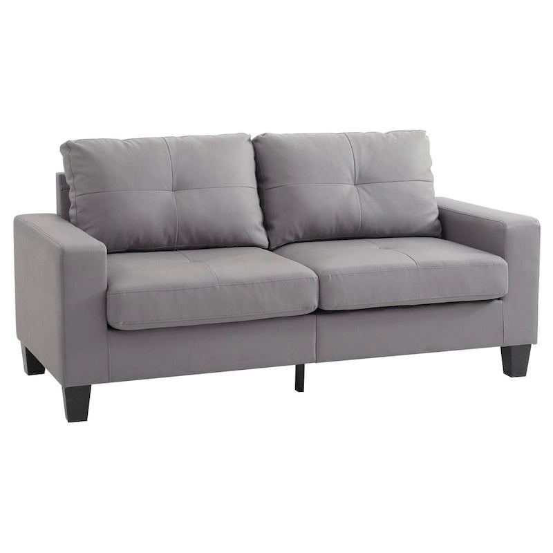 Divano lineare Newbury in similpelle con braccioli svasati - 32L x 71W x 36H