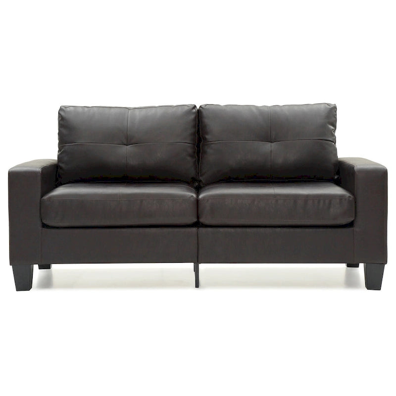 Divano lineare Newbury in similpelle con braccioli svasati - 32L x 71W x 36H
