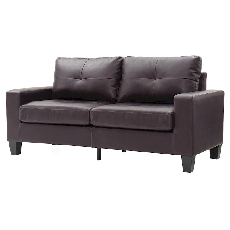 Divano lineare Newbury in similpelle con braccioli svasati - 32L x 71W x 36H