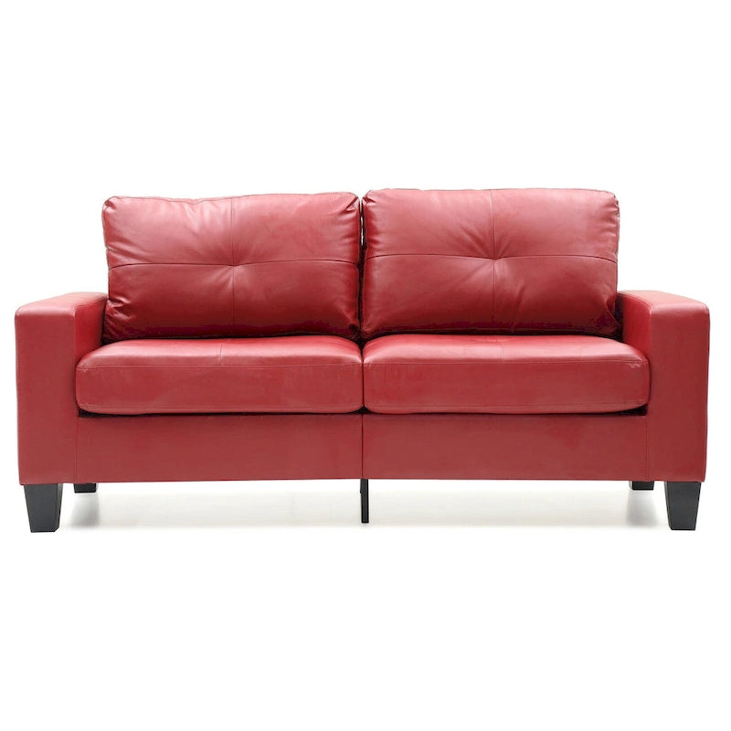 Divano lineare Newbury in similpelle con braccioli svasati - 32L x 71W x 36H