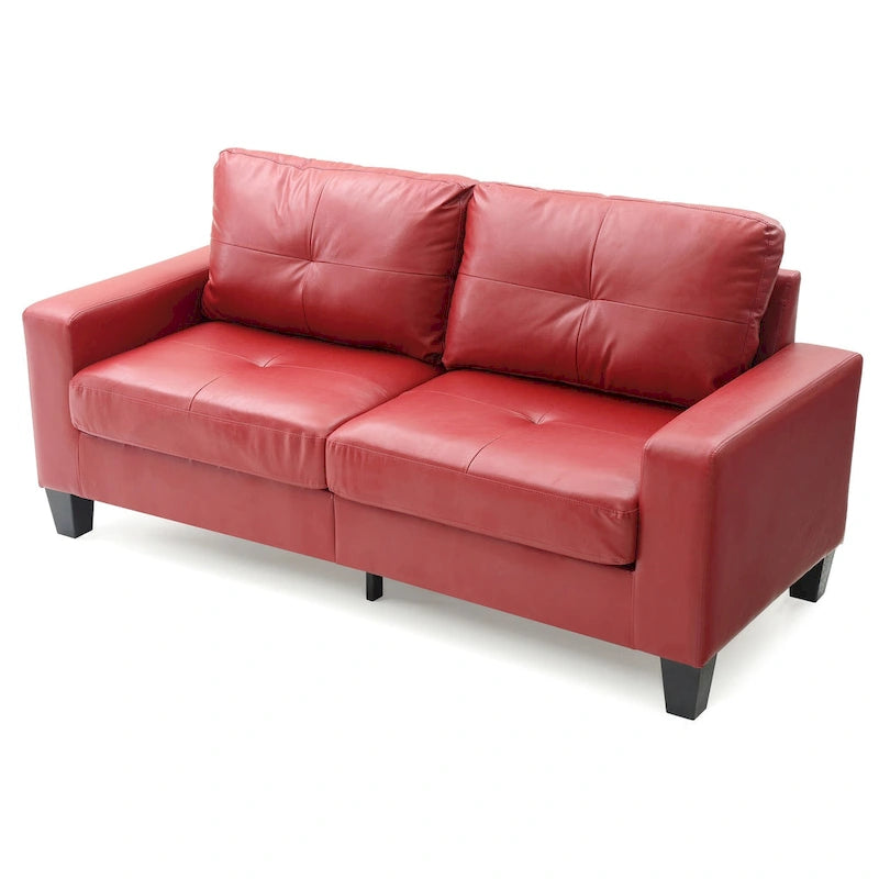 Divano lineare Newbury in similpelle con braccioli svasati - 32L x 71W x 36H