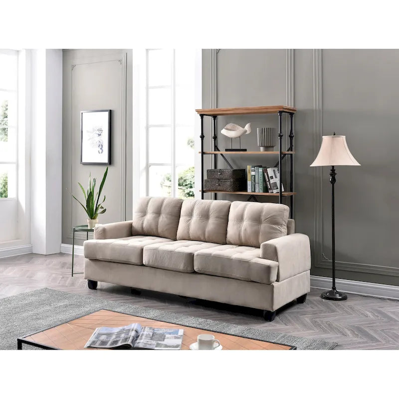 Sandridge rechte microvezelbank met uitlopende armleuningen, 79 inch breed - 34L x 79W x 36H