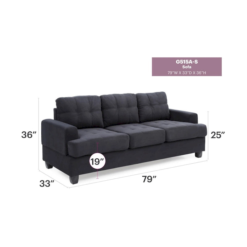 Sandridge 79 in. W Flared Arm Microfiber Straight Sofa - 34L x 79W x 36H