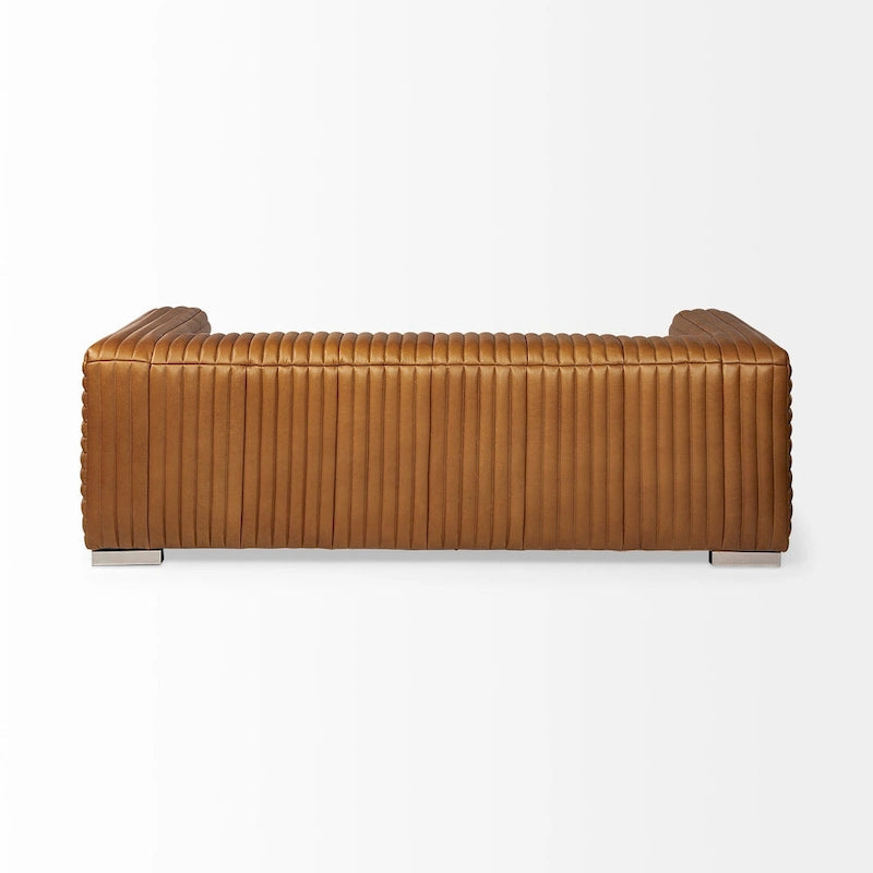 Divano Ricciardo Cognac in Vera Pelle - 86.6L x 38.6W x 26.4H