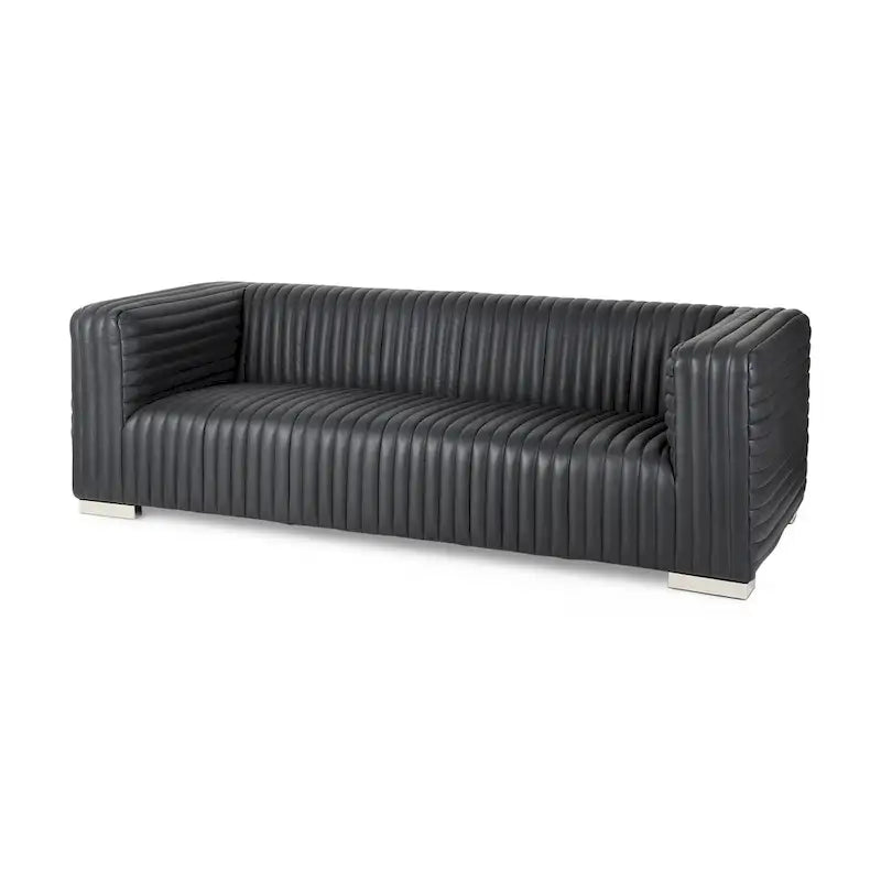 Divano Ricciardo Cognac in Vera Pelle - 86.6L x 38.6W x 26.4H