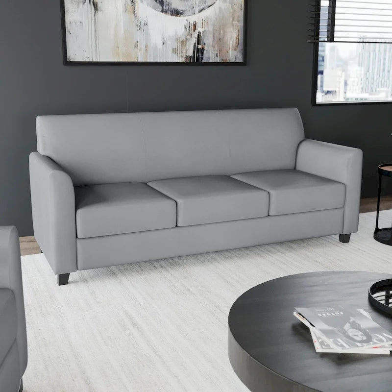 Divano in LeatherSoft con Cornice Cucita a Linee Pulite - 70L x 29P x 32.25A