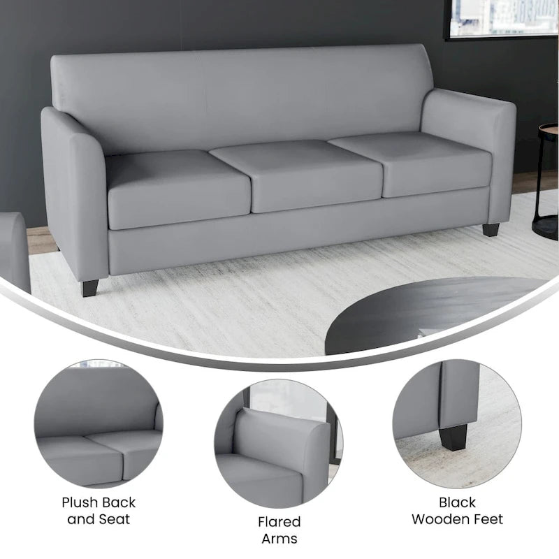 Divano in LeatherSoft con Cornice Cucita a Linee Pulite - 70L x 29P x 32.25A
