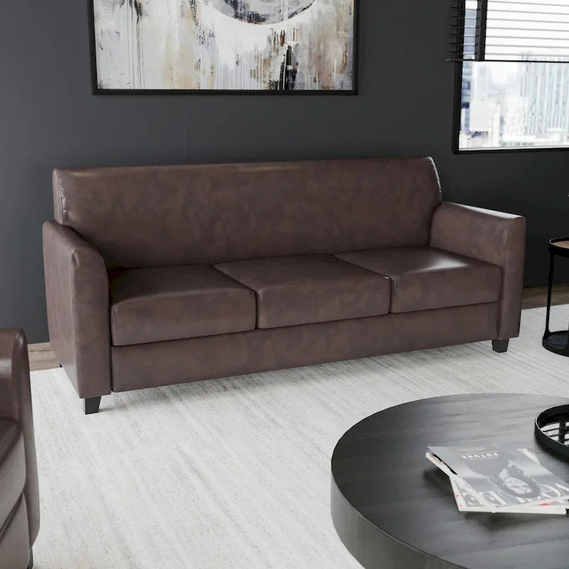 Divano in LeatherSoft con Cornice Cucita a Linee Pulite - 70L x 29P x 32.25A