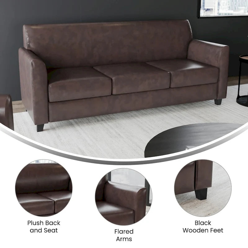 Divano in LeatherSoft con Cornice Cucita a Linee Pulite - 70L x 29P x 32.25A