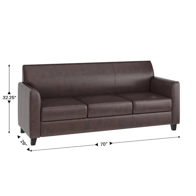 Divano in LeatherSoft con Cornice Cucita a Linee Pulite - 70L x 29P x 32.25A