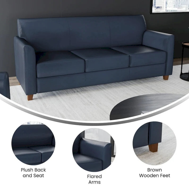 Divano in LeatherSoft con Cornice Cucita a Linee Pulite - 70L x 29P x 32.25A