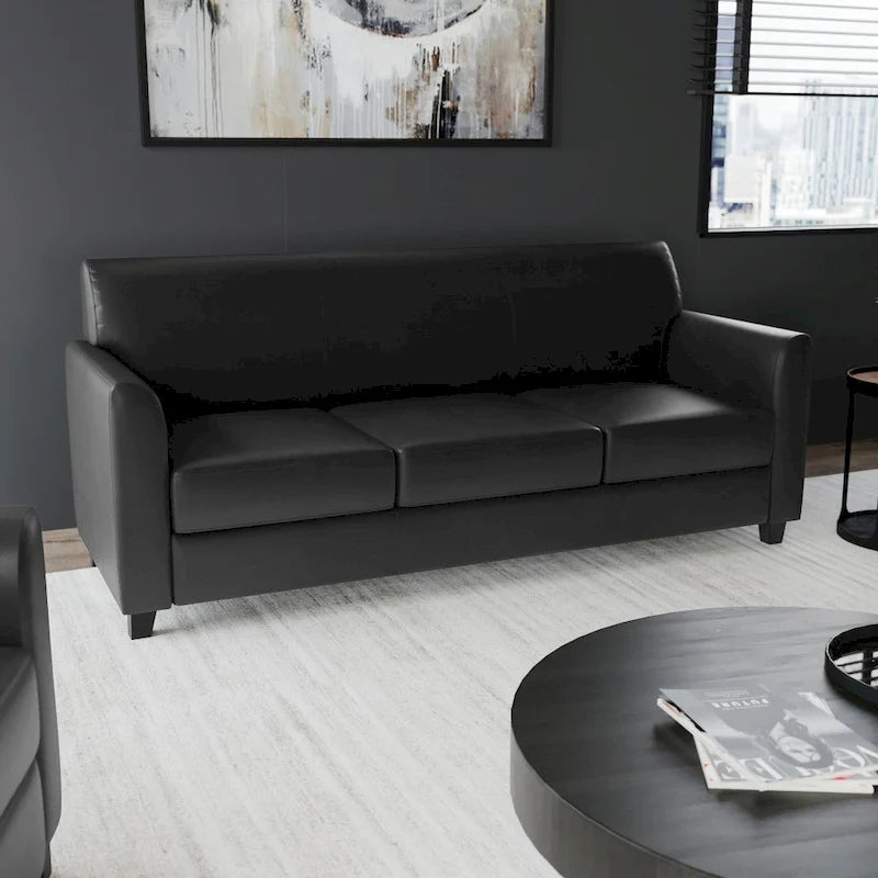 Divano in LeatherSoft con Cornice Cucita a Linee Pulite - 70L x 29P x 32.25A