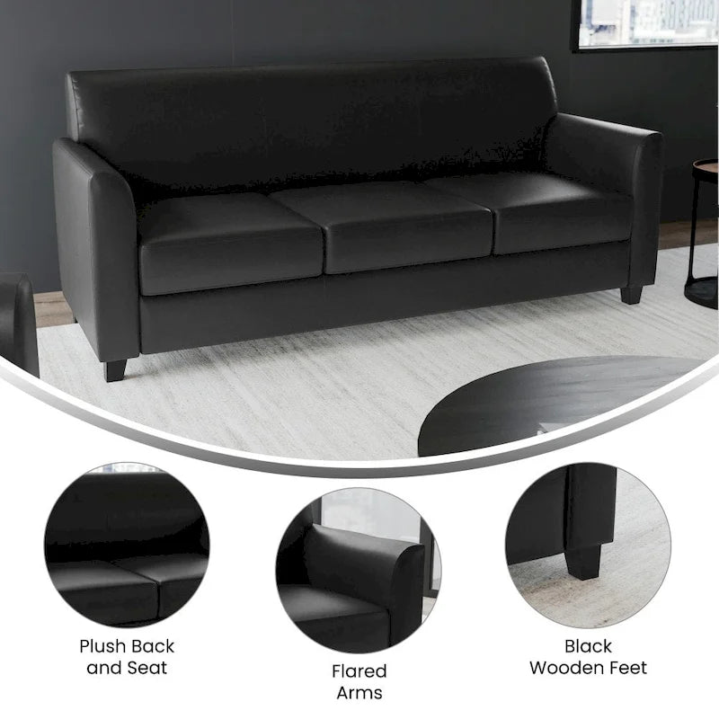 Divano in LeatherSoft con Cornice Cucita a Linee Pulite - 70L x 29P x 32.25A