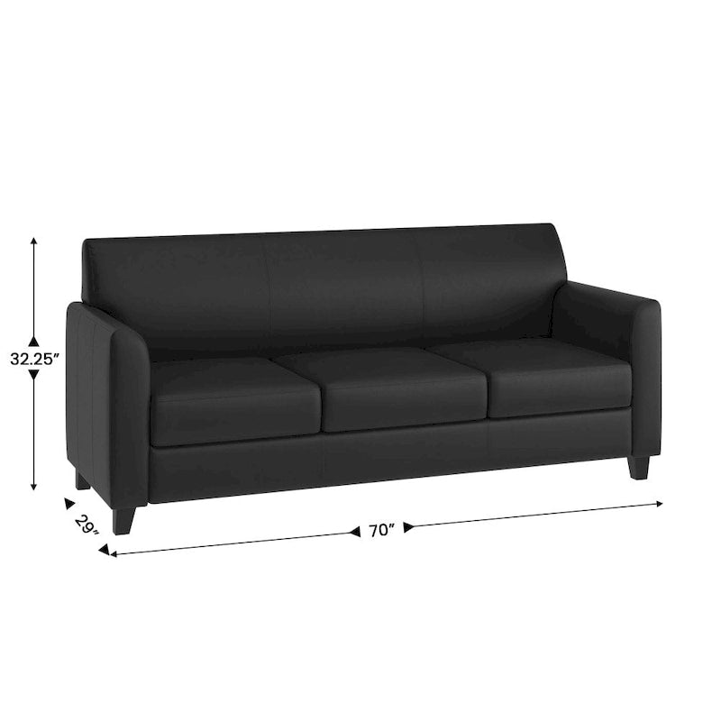 Divano in LeatherSoft con Cornice Cucita a Linee Pulite - 70L x 29P x 32.25A