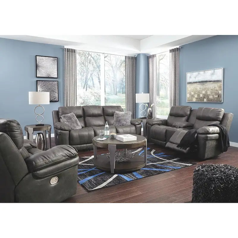 Erlangen Contemporary Power Reclining Sofa with Adjustable Headrest Midnight