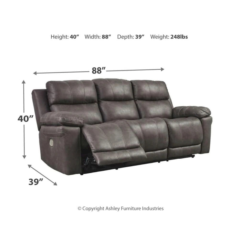 Erlangen Contemporary Power Reclining Sofa with Adjustable Headrest Midnight