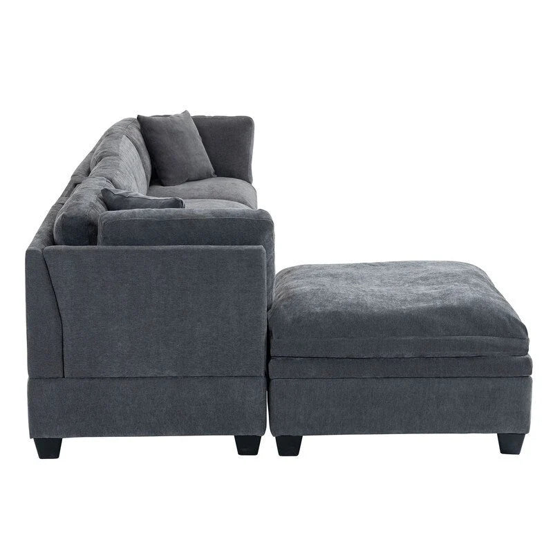 Modulares Sofa mit abnehmbarem Aufbewahrungshocker und 2 versteckten Getränkehaltern