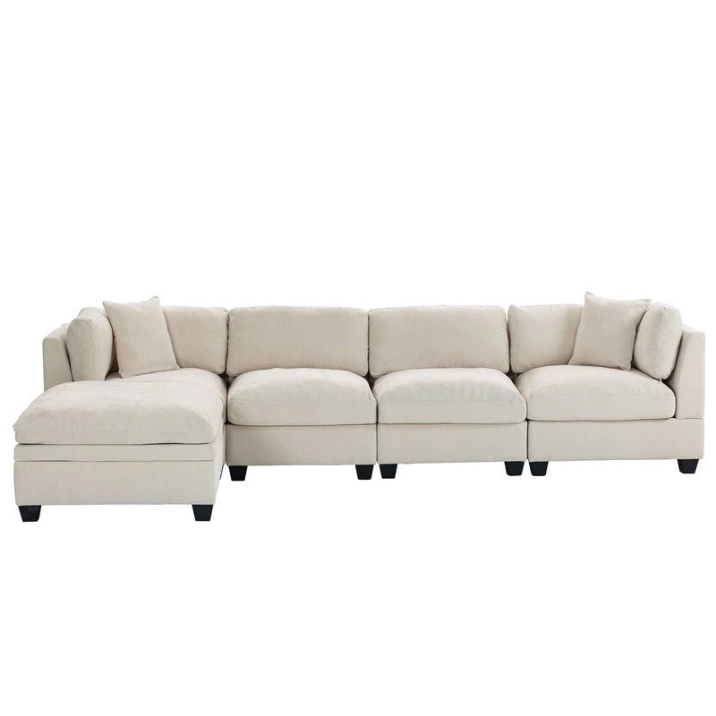 Modulares Sofa mit abnehmbarem Aufbewahrungshocker und 2 versteckten Getränkehaltern
